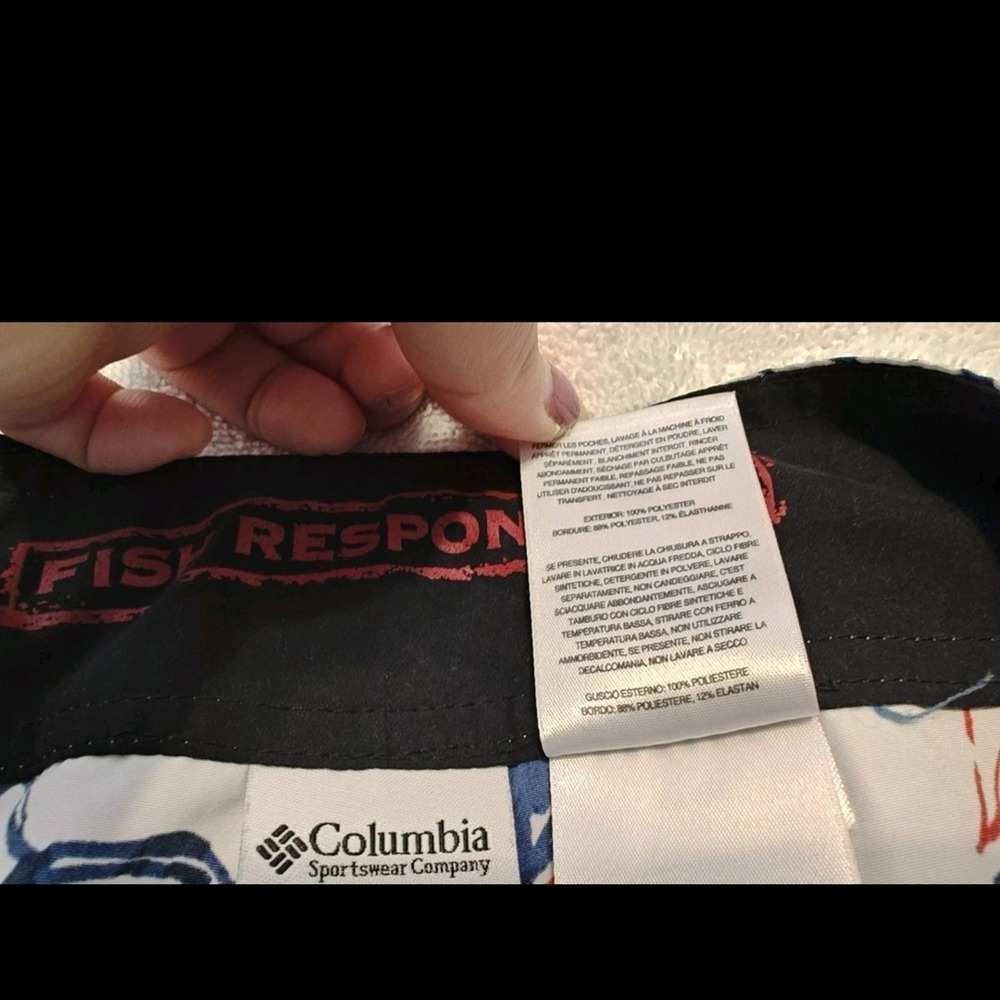 Men's Columbia Fish Print Swim Shorts Size 36  None Mesh Large Line Cutter - Picture 6 of 9